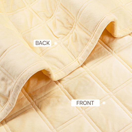 Double-Sided Velvet Queen Size Quilt Comforter Set, Reversible 92''x96'' Oversized Luxury Ultra Soft Bedspread with 2 Matching Shams, All-Season Bedding, Cream Yellow