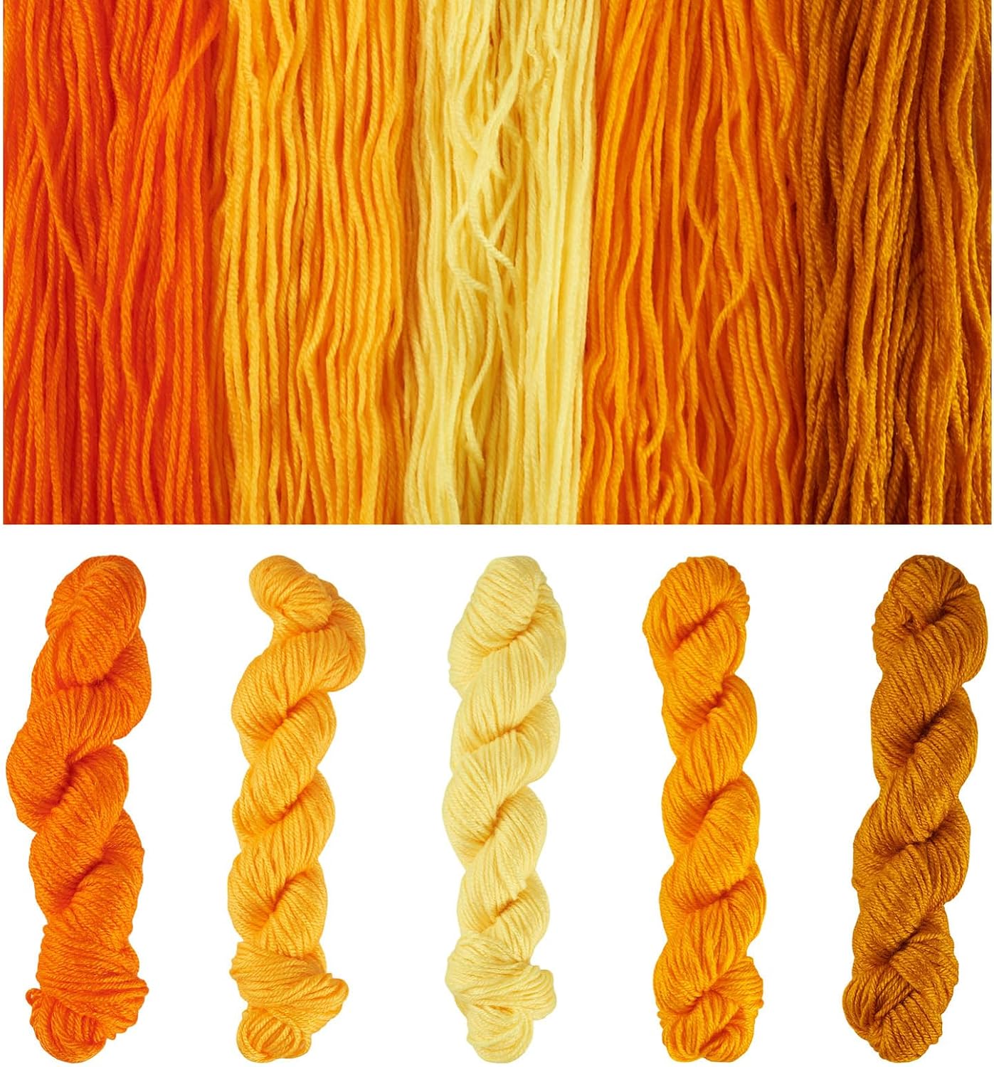 5 Bundles Acrylic Fiber Yarns Mini Crochet Yarn Kit Skeins Mixed Color Thread for Crafts Fall Theme Yellow Soft Knitting Yarn for Crocheting Weaving Handicraft Knitting Art Craft Projects