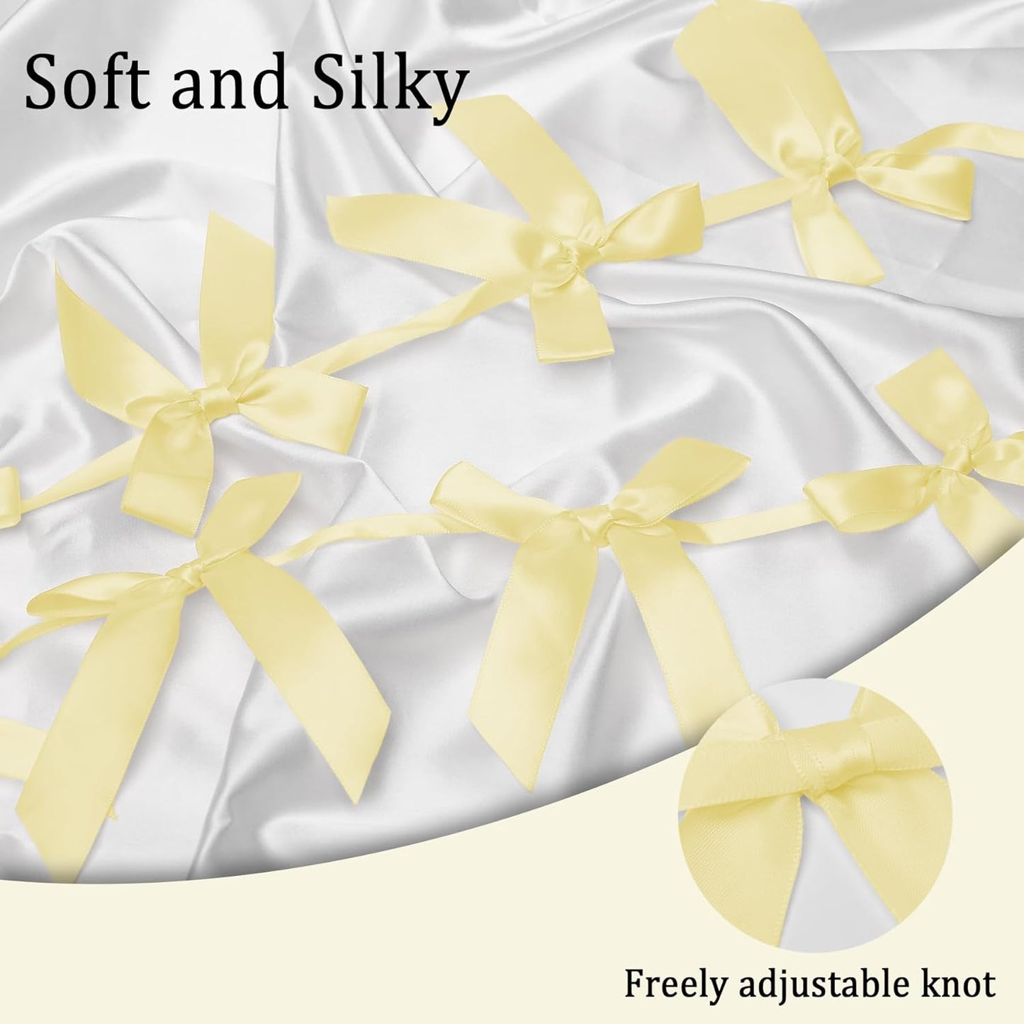 2 Pack Bow Garland Banner, 8.3 ft Pre-Strung Satin Ribbon Bow Decorations for Birthday Party, Baby Shower, Bridal Shower, Bachelorette, Wedding, Coquette Party Decor, Yellow