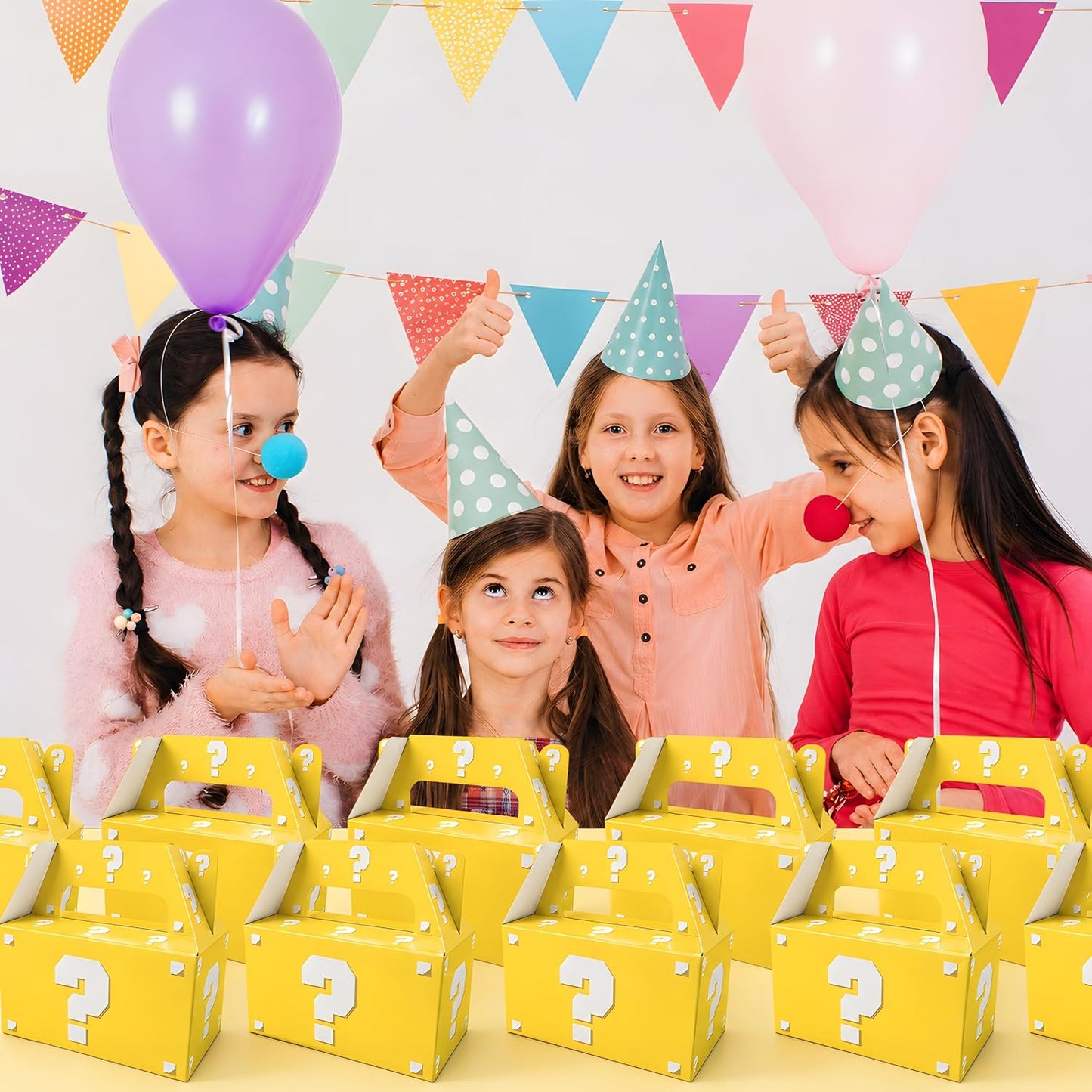 12 Pcs Video Game Question Mark Party Favor Boxes Yellow Mystery Box | Yellow gable candy boxes | Video game birthday decorations | Arcade surprise blind bags | Kids gamer party treat goodie box
