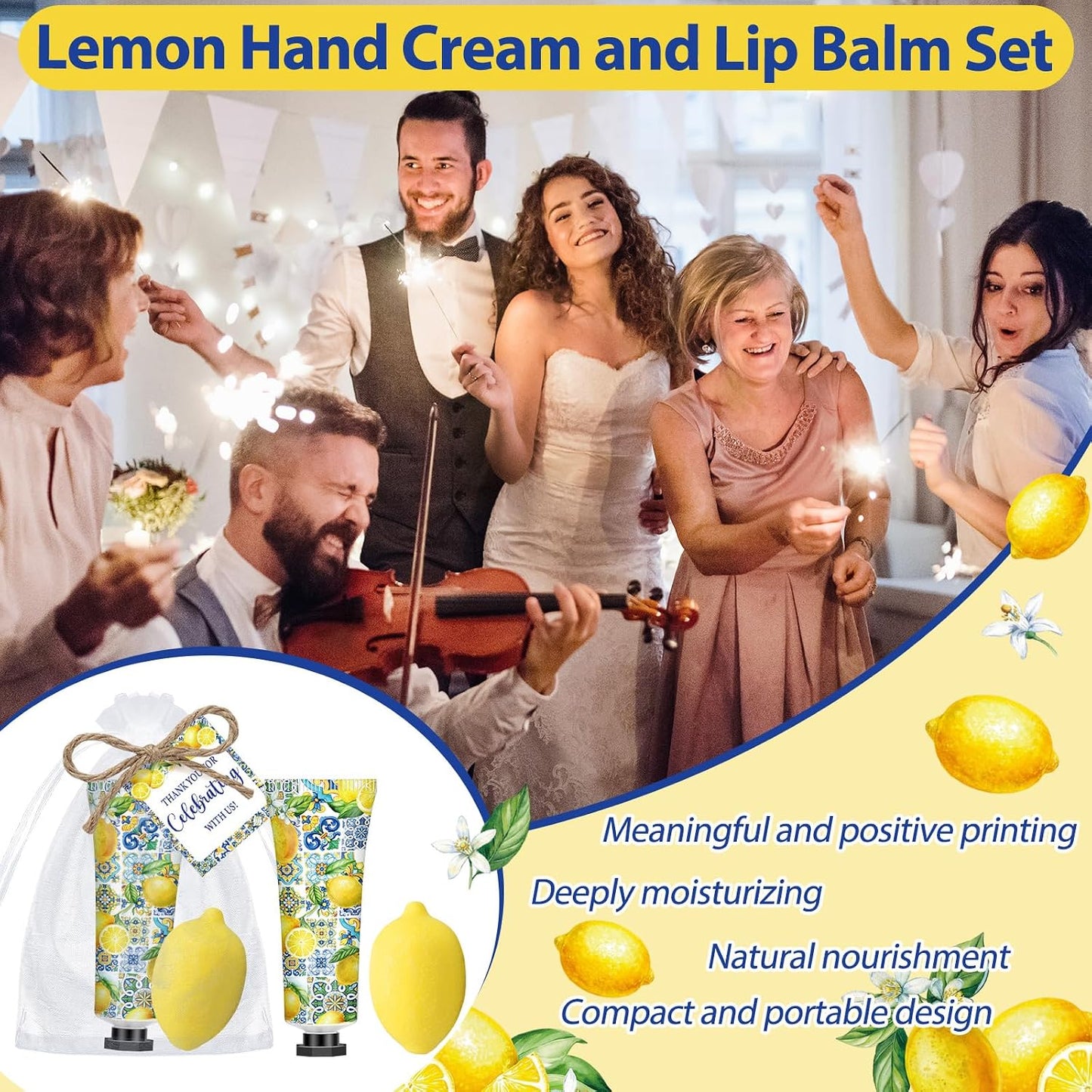 50 Pcs / 25 Sets Capri Lemon Baby Shower Party Favors for Guests Sweet One Italian Lemon Shaped Soaps Bridal Shower Return Gifts Amalfi Themed Hand Cream for Bridal Wedding Gender Reveal