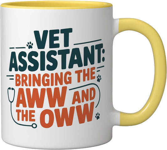 Veterinary Assistant Veterinarian Pet Animal Care Ceramic Mug, Yellow/White, 11oz