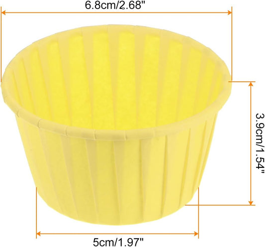 50Pcs Cupcake Baking Cups 3.5oz Standard Size Paper Cupcake Liners Greaseproof Wrappers Disposable for Wedding Birthdays Christmas Dessert, Yellow