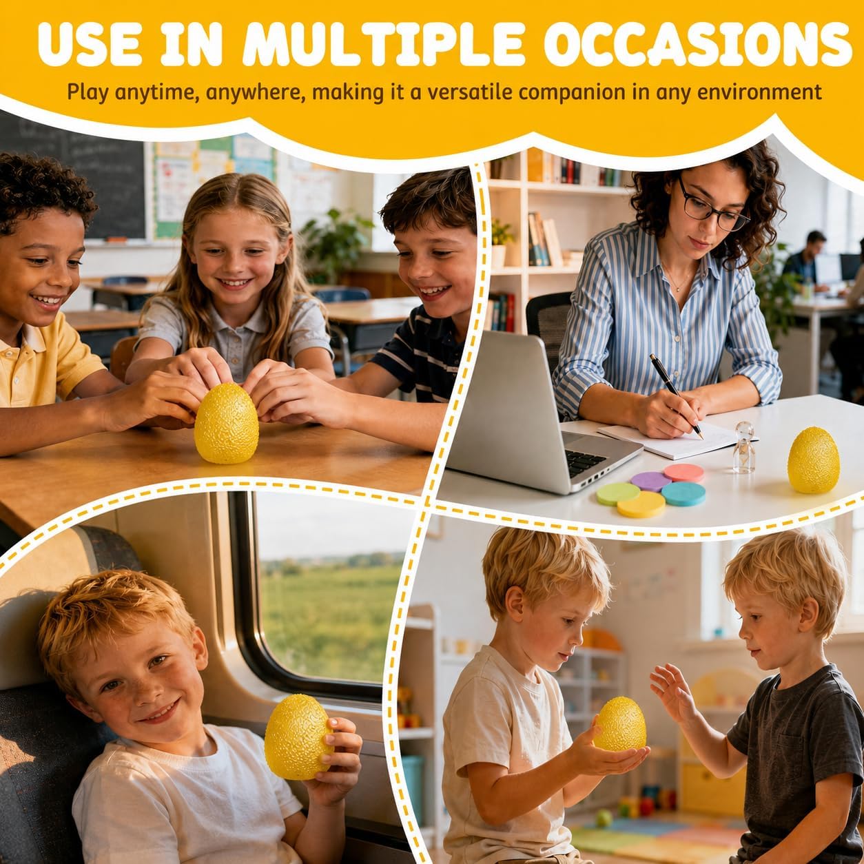 2.16in Squishy Ice Cube Squeeze Toy, Soft Slow Rebound Sensory Toy for Stress and Anxiety Relief, Portable Hand Squeeze Desk Toy, Gift for Boys Girls Kids and Adults Age 3+ (Small Yellow)