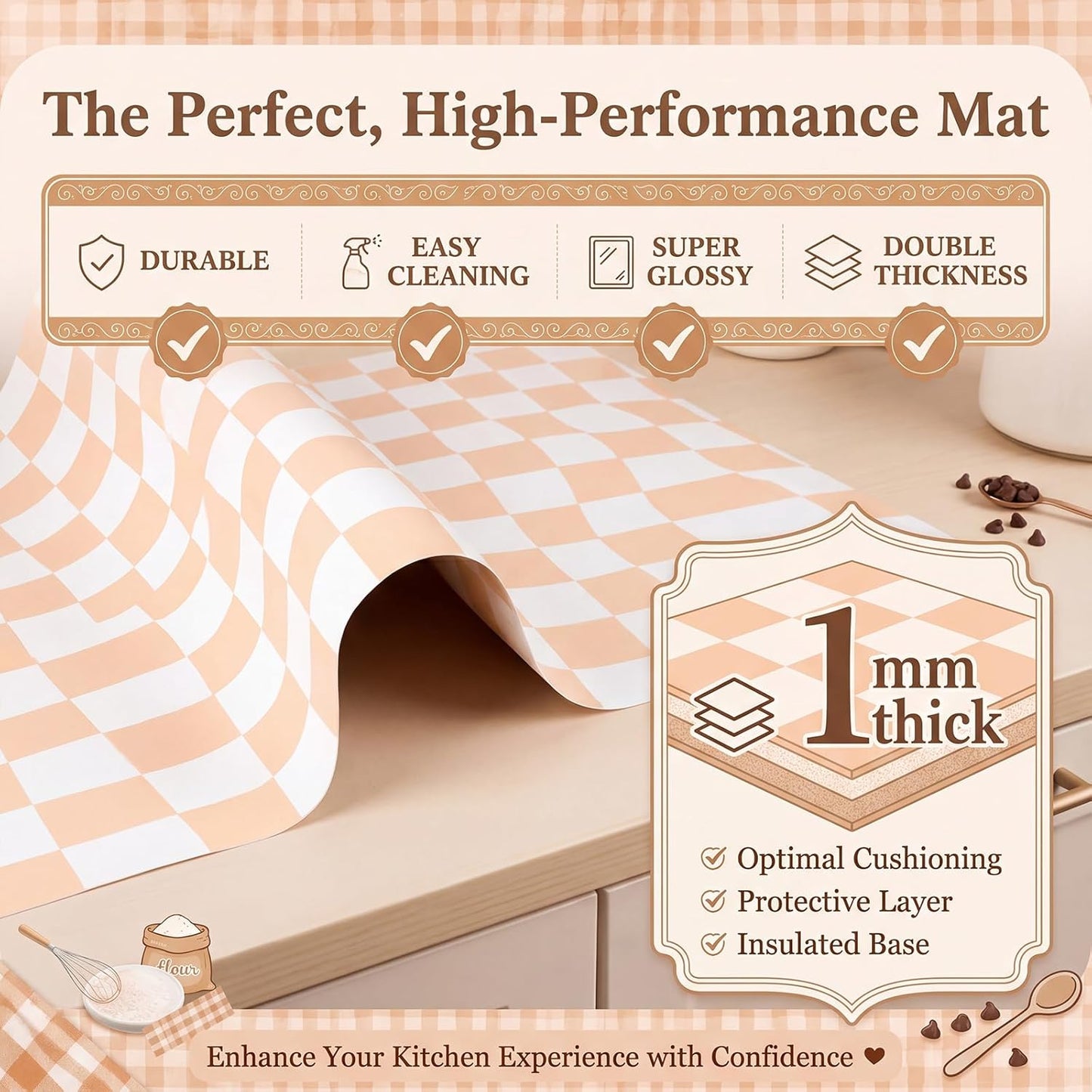 2 Pcs Checkered Silicone Baking Mat Non-stick Reusable Oven Liner, Food Grade Silicone Roasting Mat with Anti-slip Grid Design for Baking, Oven, Air Fryer(Yellow and White, 17 x 25 Inch)