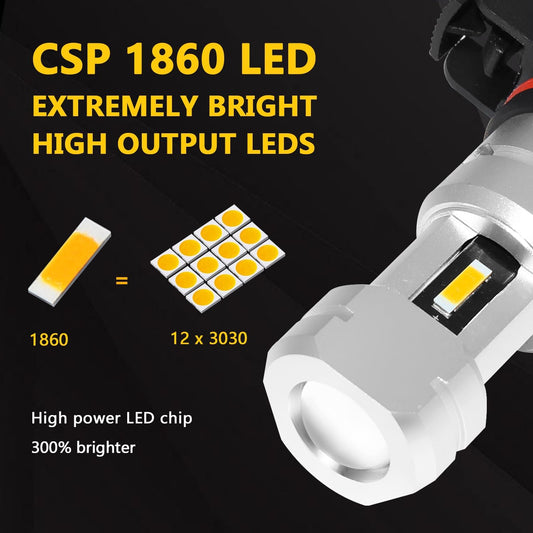 PSX24W 2504 LED Yellow Fog Light Bulbs 3800 Lumens Super Bright CSP 12276 Replacement for Car Truck Foglight Lamps, 3000K Golden Yellow
