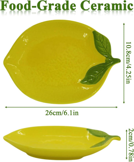 2 Pcs Spoon Rest, Spoon Rest for Stove Top, Ceramic Spoon Rack for Kitchen Countertop, Suitable for Cooking Housewarming Wedding Gift (Yellow Lemon)