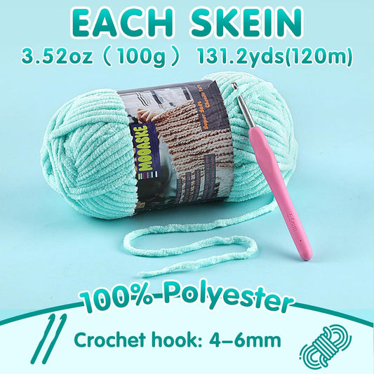 Baby Blanket Yarn for Crocheting - Soft Velvet Fluffy Chenille Yarn for Knitting Amigurumi Making Scarves, Doll - 100g/3.5oz 131 Yards Thick Plush Yarns (1, Golden Yellow)