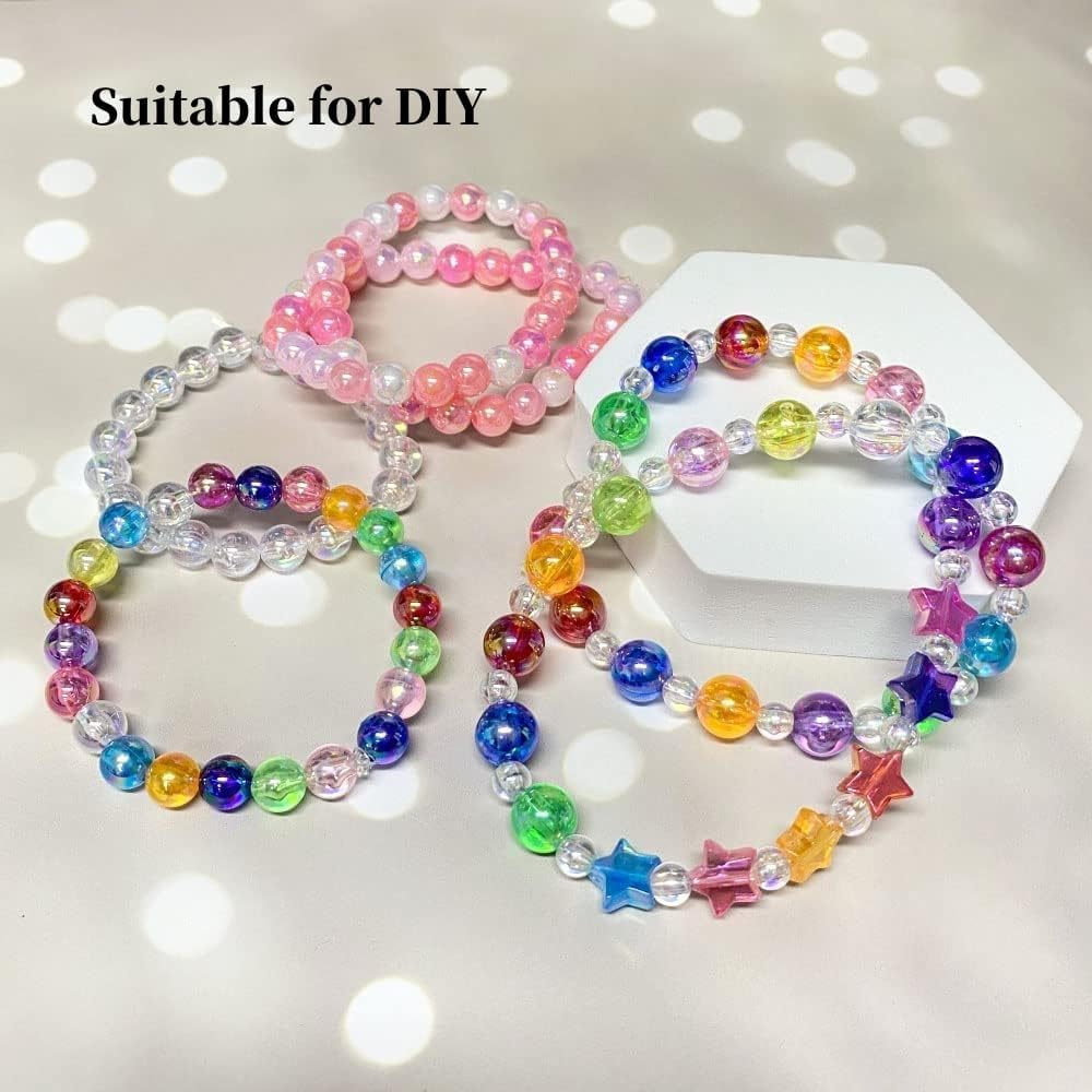 1000pcs 6mm Acrylic Round Beads AB Colors Acrylic Beads Round Spacer Beads with Hole for DIY Bracelet Necklace Jewelry Making Supplies Handmade Craft(Yellow AB)