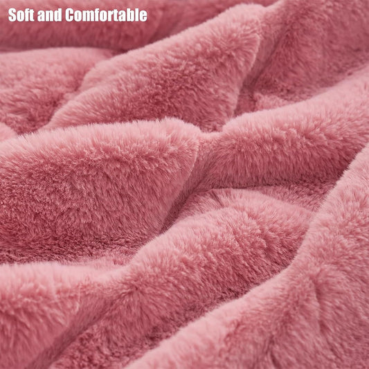 Faux Fur Throw Blanket for Couch, Cozy Soft Fluffy Blanket, Winter Thick Warm Blanket for Sofa Bedroom Living Room(Yellow,51 * 63in)