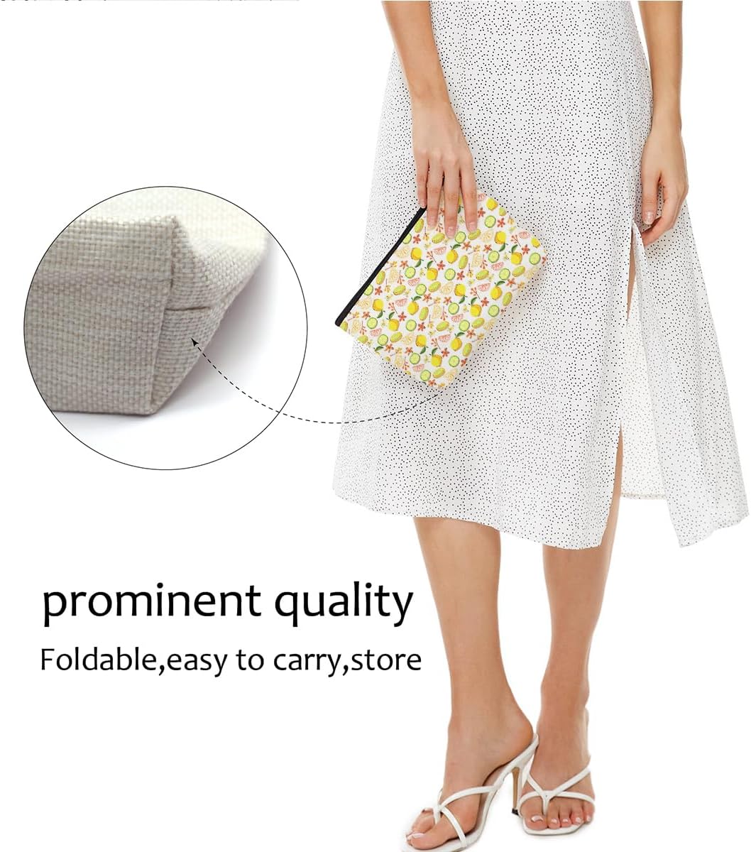 Cute Yellow Lemon Makeup Bag Cosmetic Bag | Lemon Lover Gift Ideas for Women, Friends, Mothers Day, Christmas, Birthday Gift, Travel Accessories Pouch