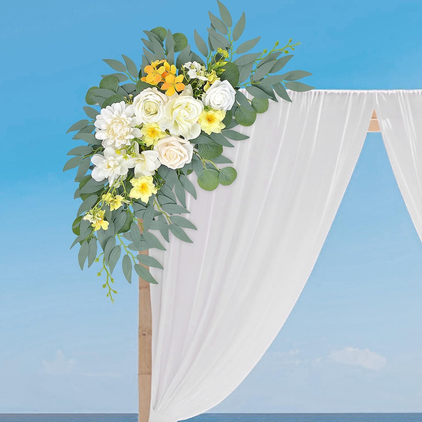 Yellow White Artificial Arch Flowers for Wedding Arch Decor | Floral Garland for Arch Party Backdrop Decor, Bridal Shower, Baby Shower and Reception (Yellow)