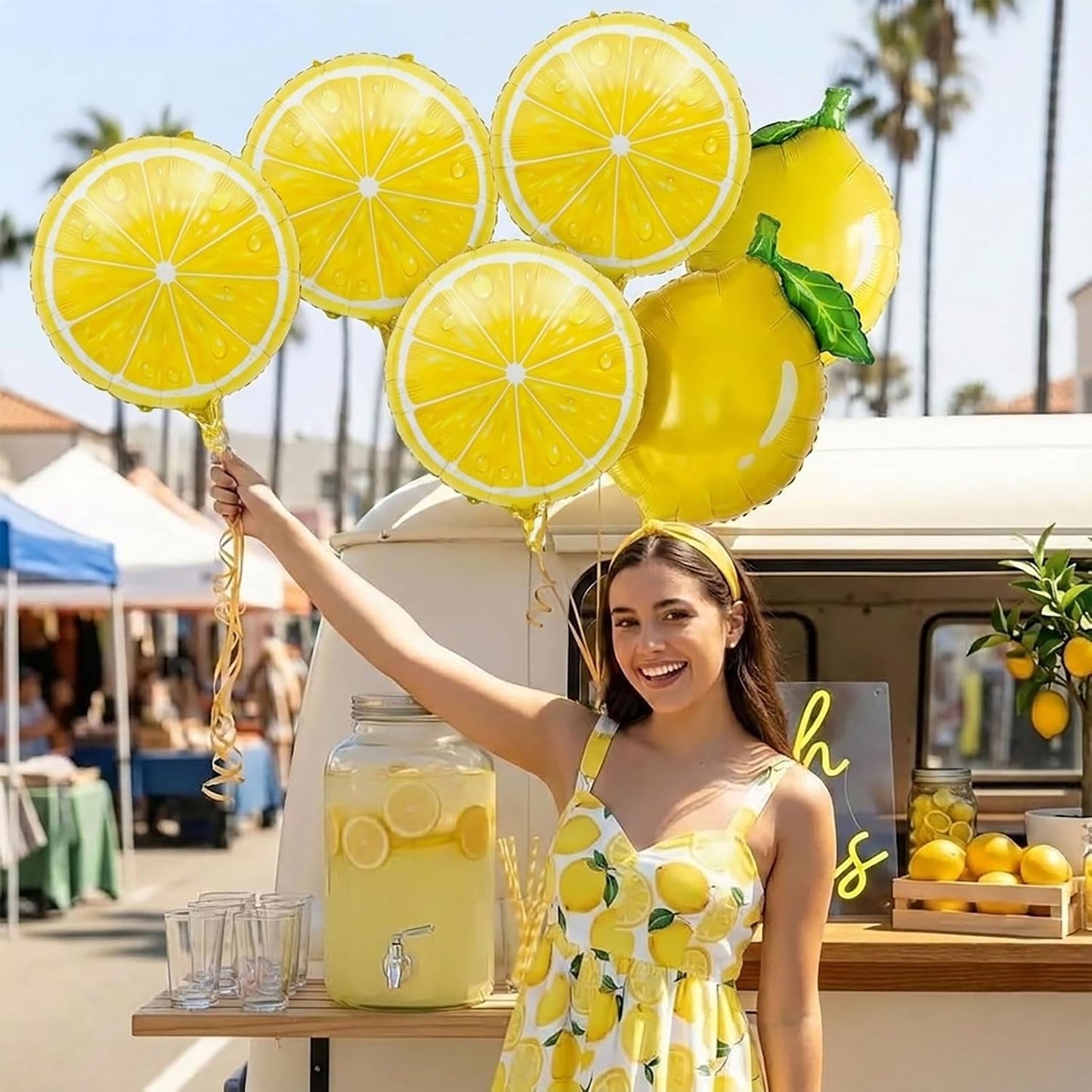 Lemon foil Balloons Summer lemonade with leaves Balloons for Fruit theme birthday she found her main squeeze Bridal Shower Sweet Baby shower Lemonade Centerpiece amalfi coast wedding decorations