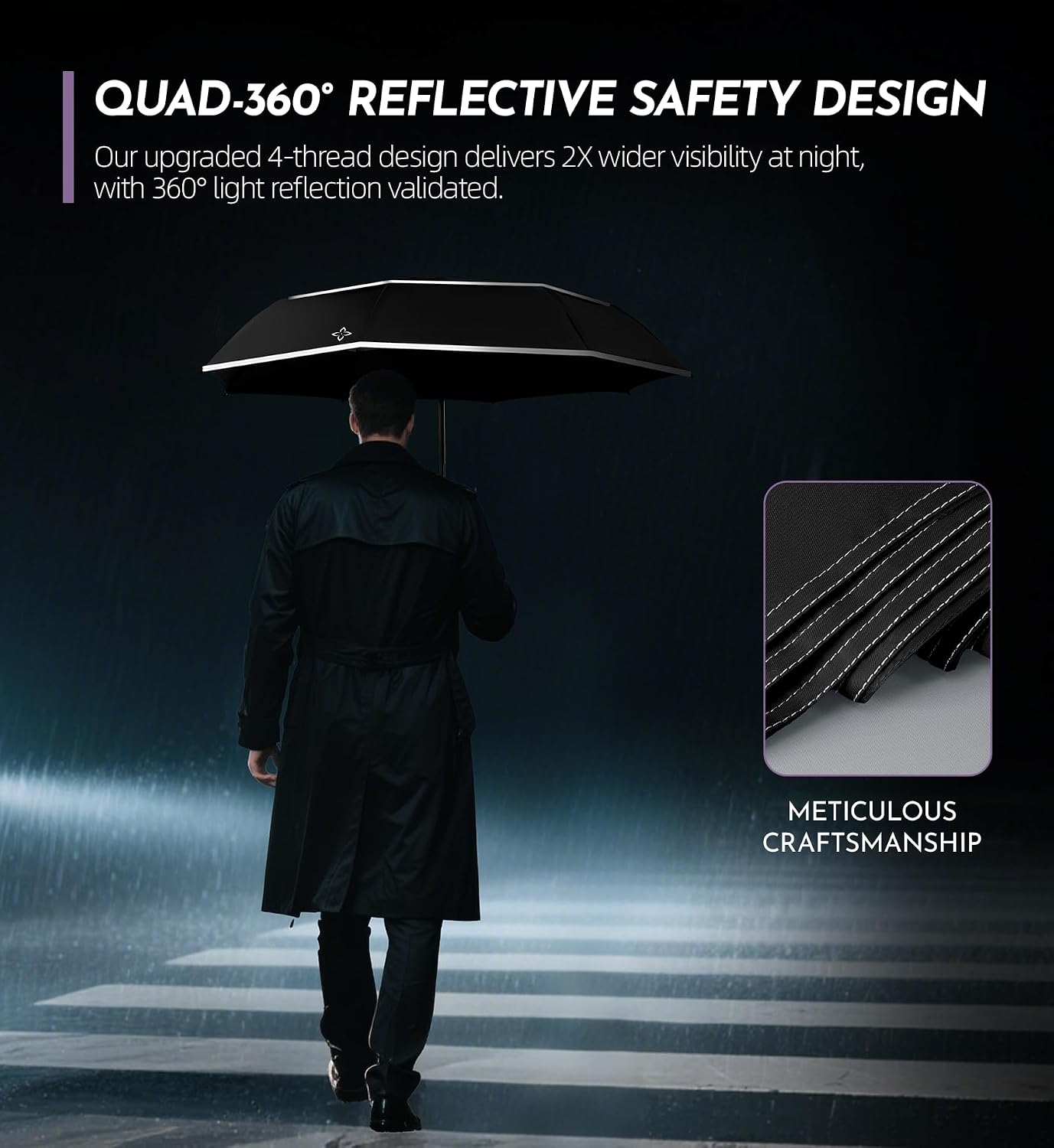 Compact Travel Windproof Umbrella, Vented 43" Auto open/close Folding Quick Dry Umbrellas for Rain, Portable Small for Backpack Car, Thoughtful Gift for Women Men Kids, TSA Approved