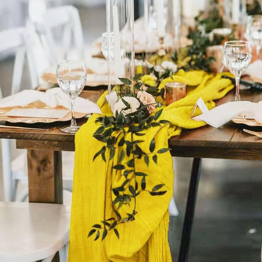 3Pack Yellow Cheesecloth Table Runner,17 x 108 inch Sheer Cheese Cloth Fabric Table Runner Boho Yellow Table Runners Bulk for Wedding,Birthday,Party,Holiday,Home Decor
