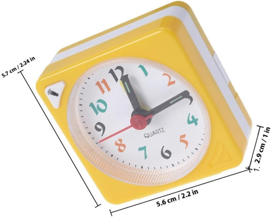 Yellow Plastic Timekeeping Travel Alarm Clock with Lightweight Design and Alarm Function, Square Portable Desk Clock for Bedside and Travel Use
