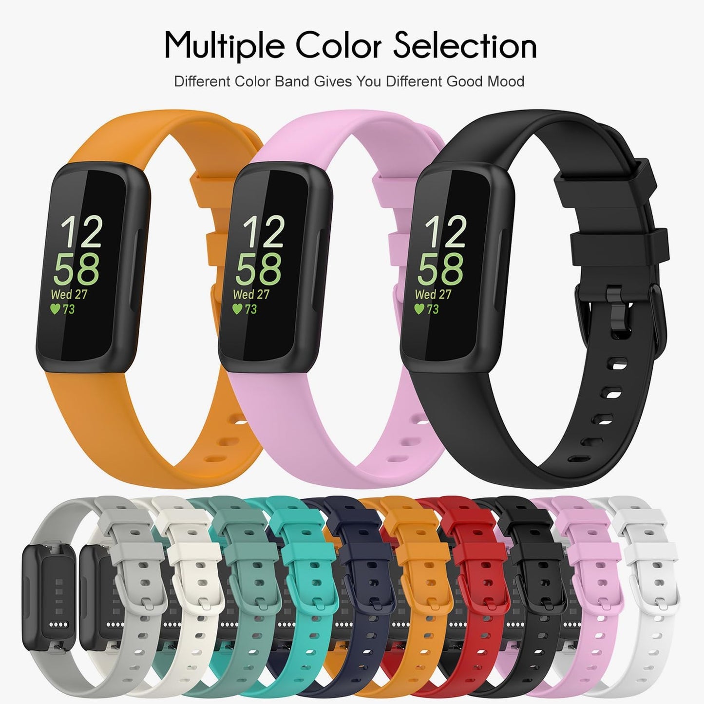 Compatible with Fitbit Inspire 3 Bands for Women Men, Soft Silicone Replacement Band for Fitbit Inspire 3 Smartwatch. (Large(6.1"-9.1"), Yellow)