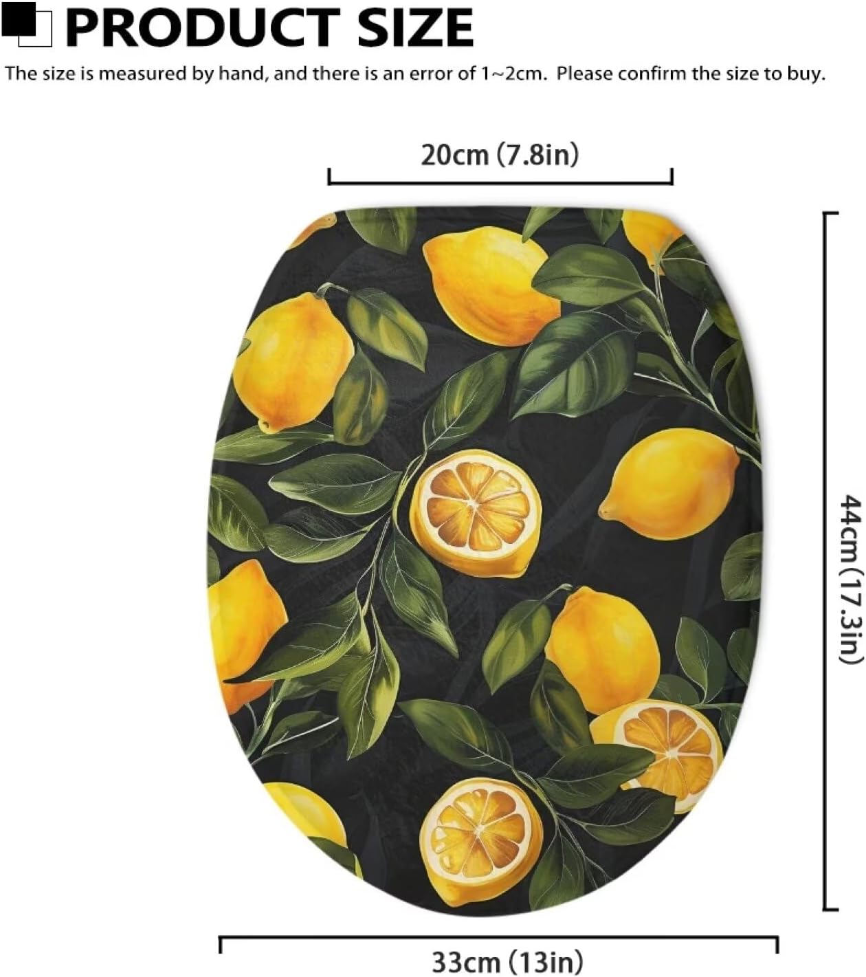 Cute Lemon Elongated Toilet Seat Covers - Leaves Toilet Lid Covers for Bathroom Decoration