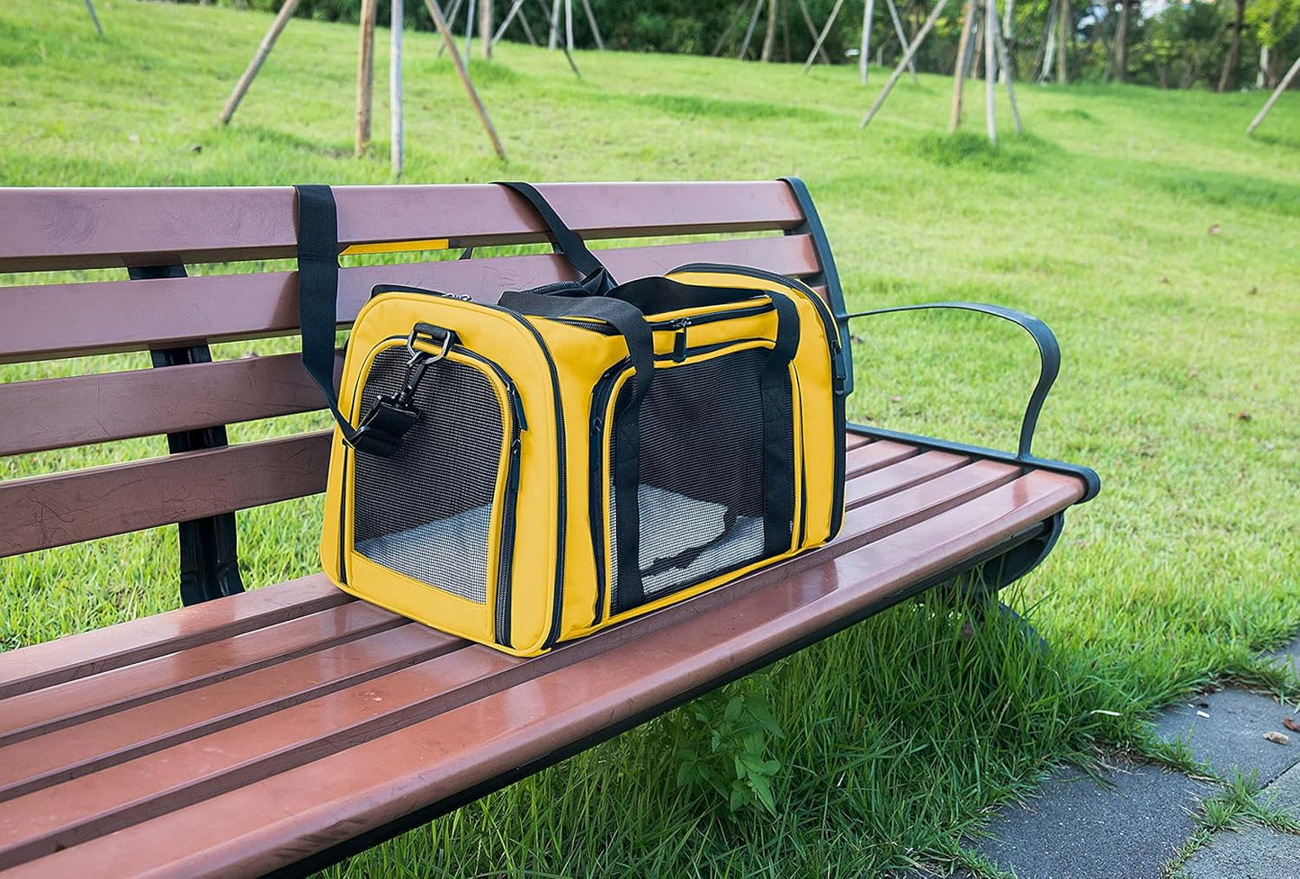 Soft Sided Carrier for Small Medium Cats Dogs,TSA Airline Approved Collapsible Travel Pet Carrier (Medium, Yellow)