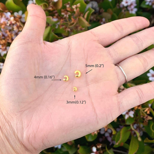20pcs Adabele Real Gold Plated Sterling Silver 4mm Crimp Bead Knot Covers | 18K Yellow Gold Plated Solid 925 Silver Open C Crimp End Caps for Concealing Cord Knots and Crimps for Craft Jewelry Making