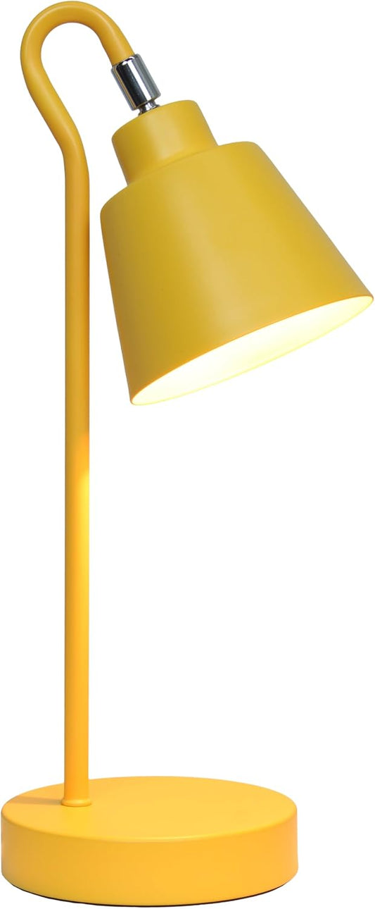 LD1079-YLW 16" Sleek Essentials Metal Looped Desk Task Lamp with Adjustable Shade, for Office, Desk, Nightstand, Dorm, Yellow