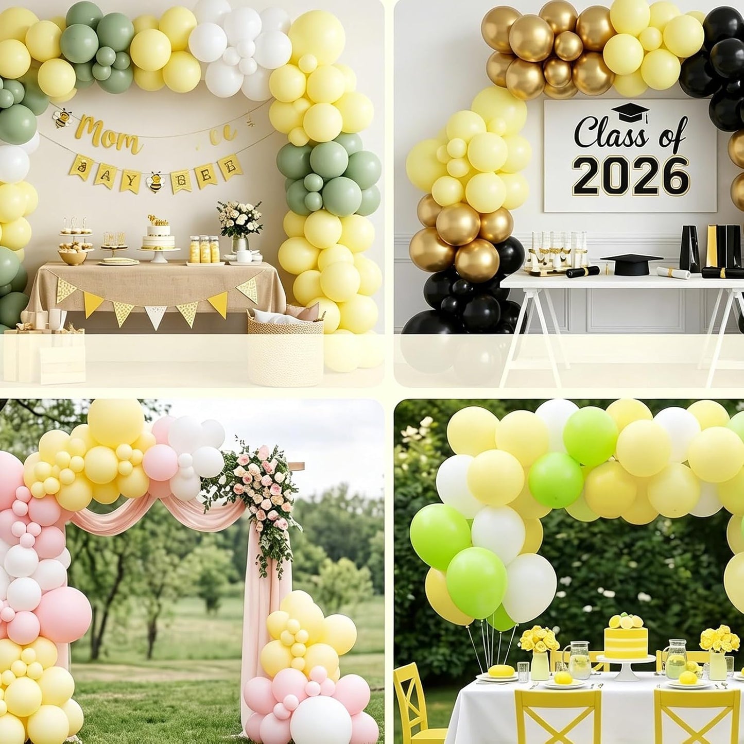 55pcs Pastel Yellow Balloons 12 Inch, Light Pale Macaron Yellow | Latex Party Balloons for Lemon Bee Baby Shower, Sunflower Birthday, Gender Reveal (With Ribbon & Glues)