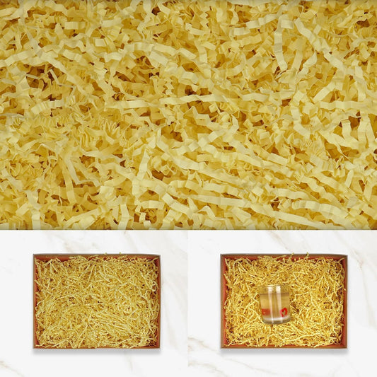 4oz Yellow Crinkle Paper Filler for Gift Wrapping, Ideal for Gift Boxes, Baskets, and Crafts