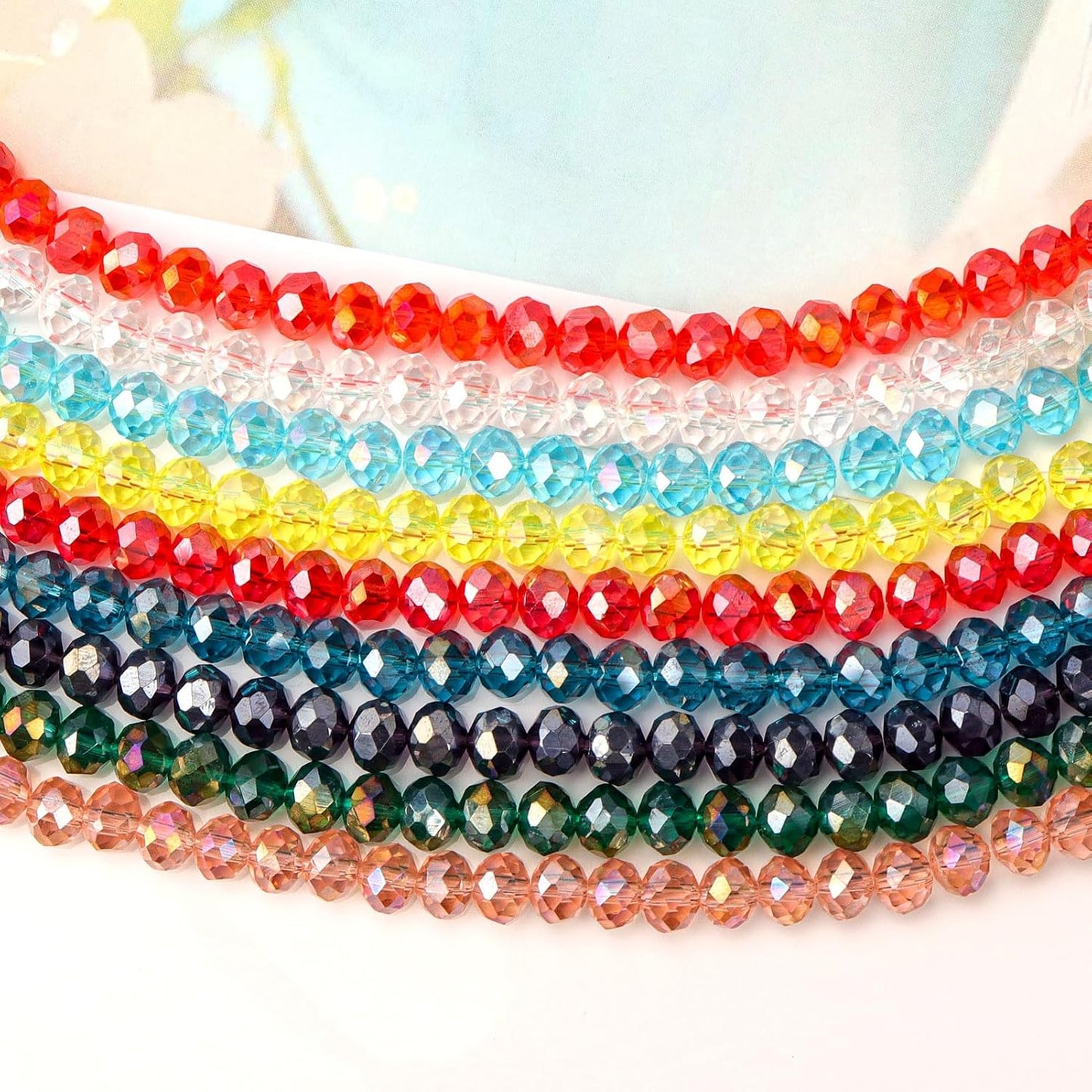 267 Pieces 6mm Crystal Glass Beads Round Multiple Faceted Loose Spacer Faceted Rondelle Glass Beads with Hole for DIY Craft Bracelet Necklace Earring Making(Lemon Yellow AB)