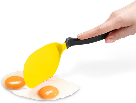 Chopula –Super Flexible Chopping Sit Up Spatula – Safe for Non-Stick One Size Yellow | Non-stick cookware safe, heat resistant, thin, flexible flipper, turner and food chopper with sit-up, no-mess handle, 12"