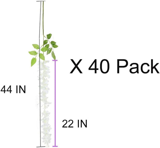 40 Pack Wisteria Flower Vines Garland, 3.75 Feet Artificial Flower Strings, Fake Hanging Flowers, Silk Wisteria Garland Flowers, Wisteria Vine for Wedding, Garden, Wall Decoration (Yellow)