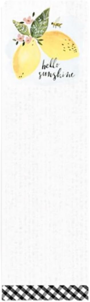 112175 Hello Sunshine List Notepad with Watercolor Lemon Design | 9.5" x 2.75" | Holds to Fridge with Strong Magnet