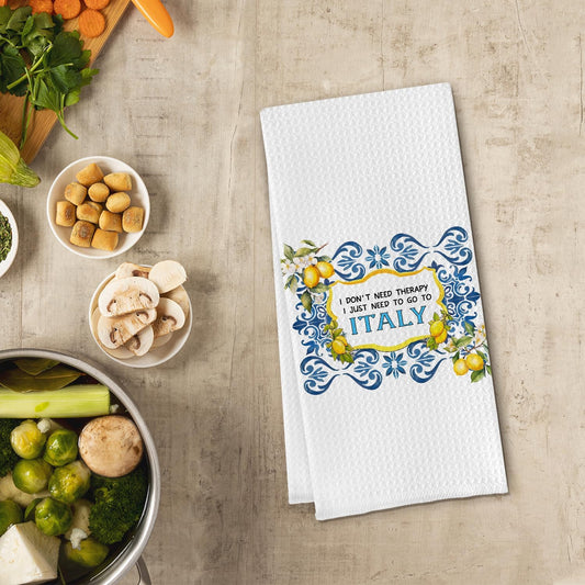 Mediterranean Italy Lemon Kitchen Towels, Italian Lemon Decor Dish Tea Towels for Kitchen, Vintage Lemons Tree Floral Decorative Hand Towel for Bathroom, 16x24 Inch