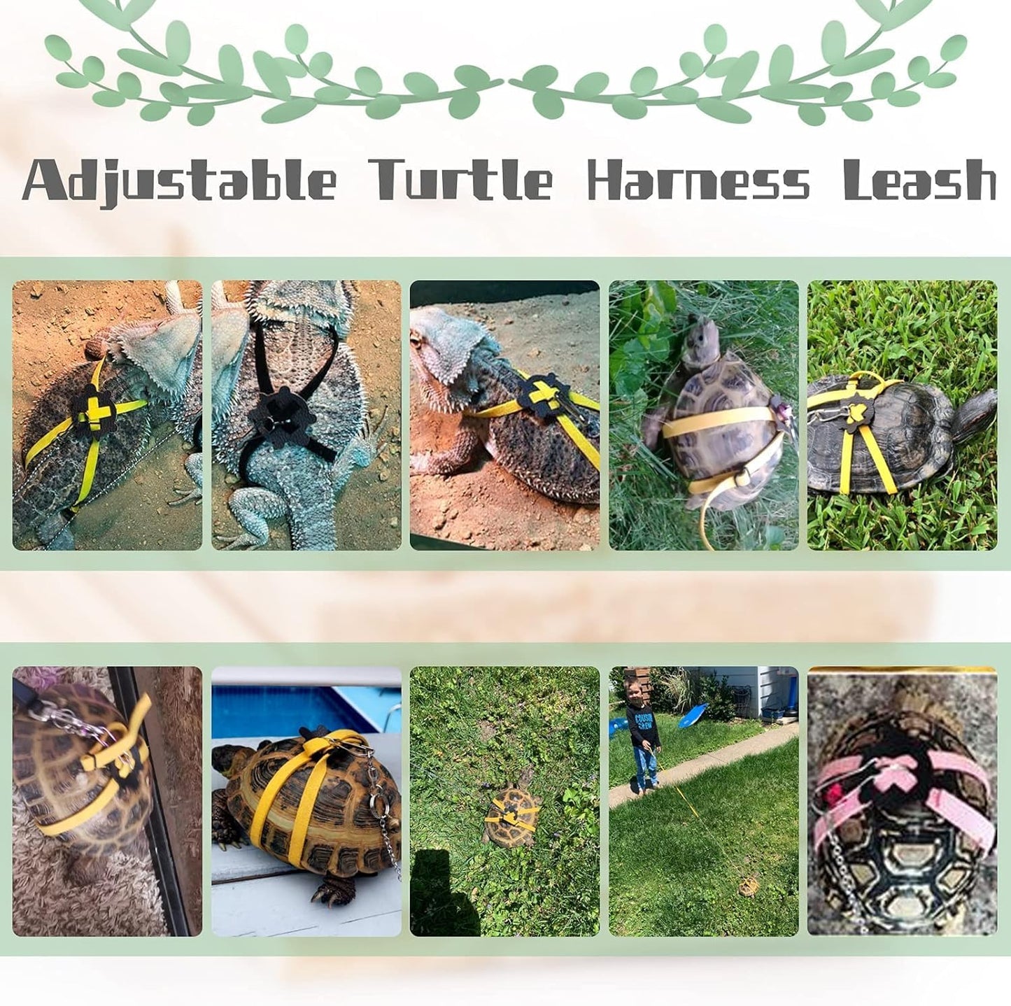 Adjustable Harness & Leash Set Strap for Turtles Small Pet Leash Walking Rope for Tortoise Outdoor Walking Training Control Rope (Yellow,S)