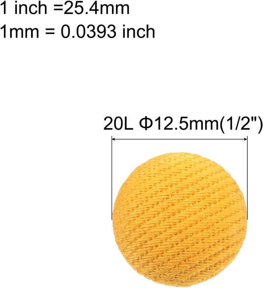 12.5mm Fabric Cloth Covered Button Metal Shank 10pcs, Yellow | 20L 1/2" Round Satin Sewing DIY Craft Buttons for Bridal Wedding Suits Dress Blouses Sweaters