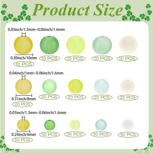 1 Box 400PCS 6/8/10MM Transparent Frosted Glass Beads with Holes Round Orange Yellow Green Baking Painted Matte Spacer Loose Bead Bulk for Jewelry Making Necklace Bracelet DIY Craft Supply