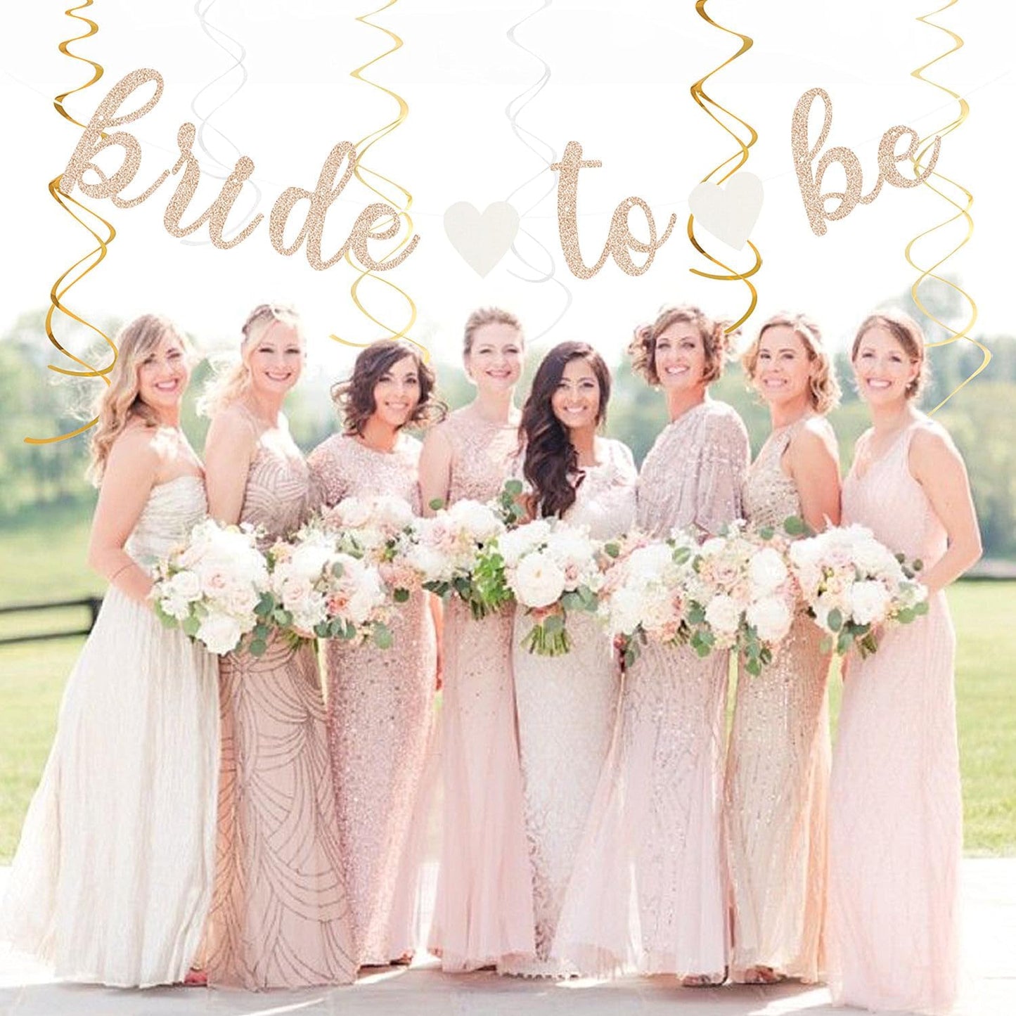 Champagne-Gold Beige Fall Boho Bachelorette Party-Decorations - 21pcs Women Bridal Shower Banner Garland,Bride To Be Paper Streamers Lanterns,Flower Tissue Pom Poms Fan Favors Wedding Decor