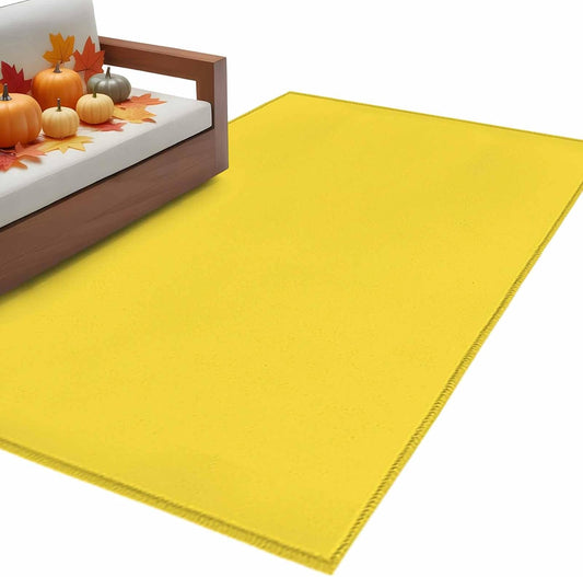 Lemon Yellow 3x5 Area Rugs for Living Room, Farmhouse Solid Yellow Color Non Slip Washable Rug Runner, Modern Art Low Pile Indoor Floor Carpet Mat Bathroom Rugs for Bedroom, Kids Room, Outdoor