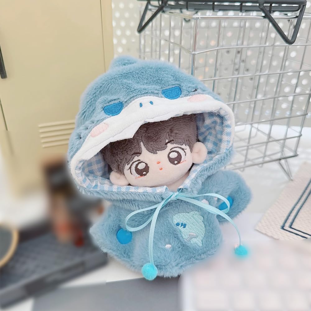 10cm-15cm Plush Doll Clothes Shark Puppy Bunny Cape Compatible with 17cm Labubu Doll (Yellow)