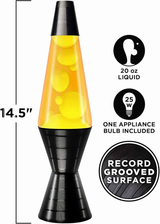 ยฎ Lamp - 14.5'' Vinyl Record Grooved Base - The Original Motion Light - Yellow Wax and Orange Liquid - Item #2017