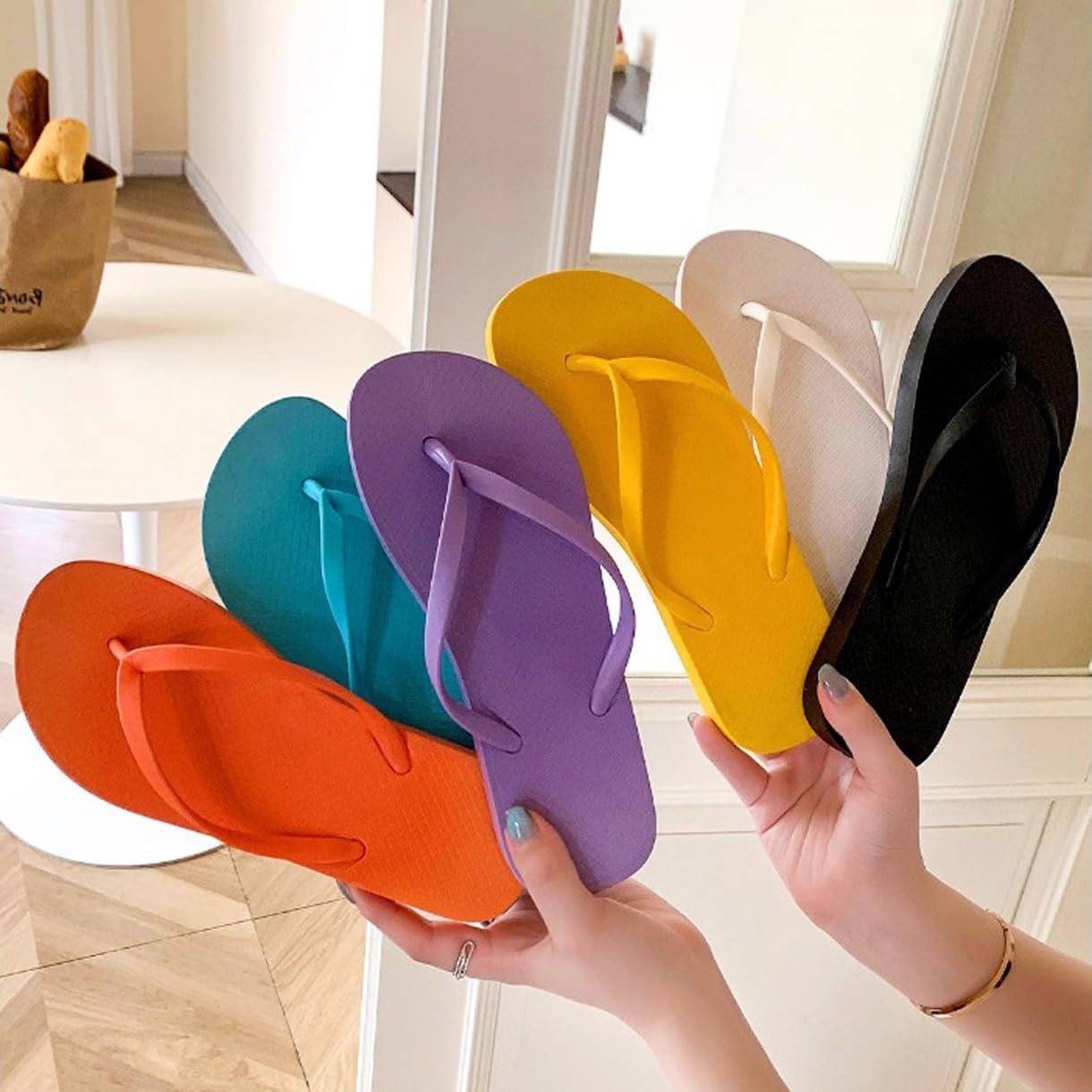 Lightweight Flip Flops for Women and Men, Dressy Flat Sandals, Shower Slippers Slip-on Slides for Summer Swim Bathroom Beach Pool, Slim Basic Thongs Foam Non-Slip Shoes