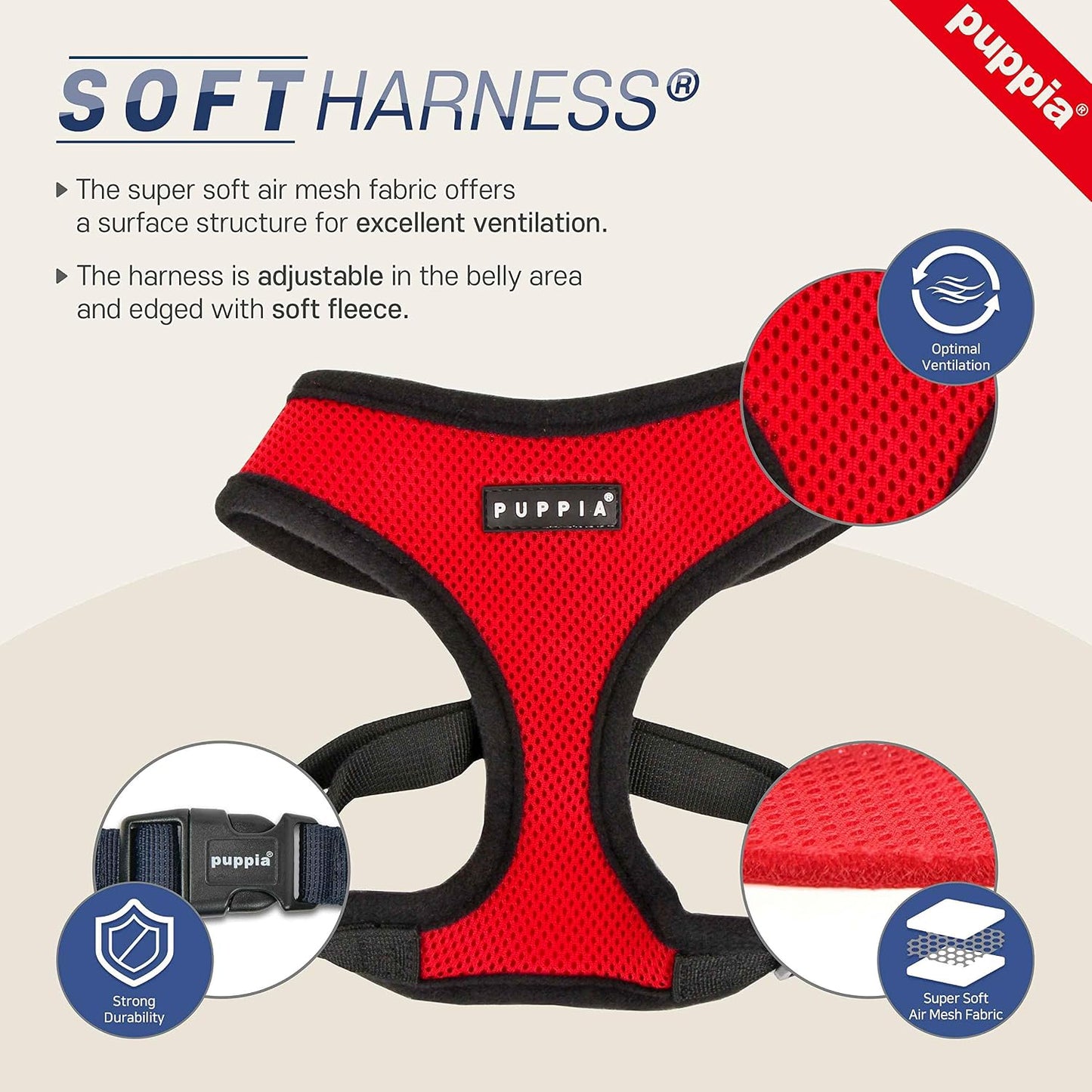 Soft Dog Harness No Choke Over-The-Head Triple Layered Breathable Mesh Adjustable Chest Belt and Quick-Release Buckle, Yellow, Medium