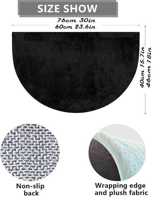 Summer Half Round Door Mat Indoor Entrance,Buffalo Plaid Tropical Lemon Door Mat Non Slip Welcome Outdoor Mats,Wear Resistant Semi Circle Floor Area Rug for Home Entry,Bathroom,Kitchen,Porch,Patio
