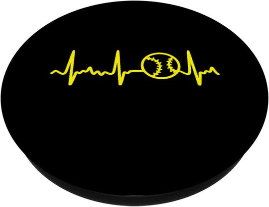 Yellow Heartbeat Softball PopSockets PopGrip: Swappable Grip for Phones & Tablets