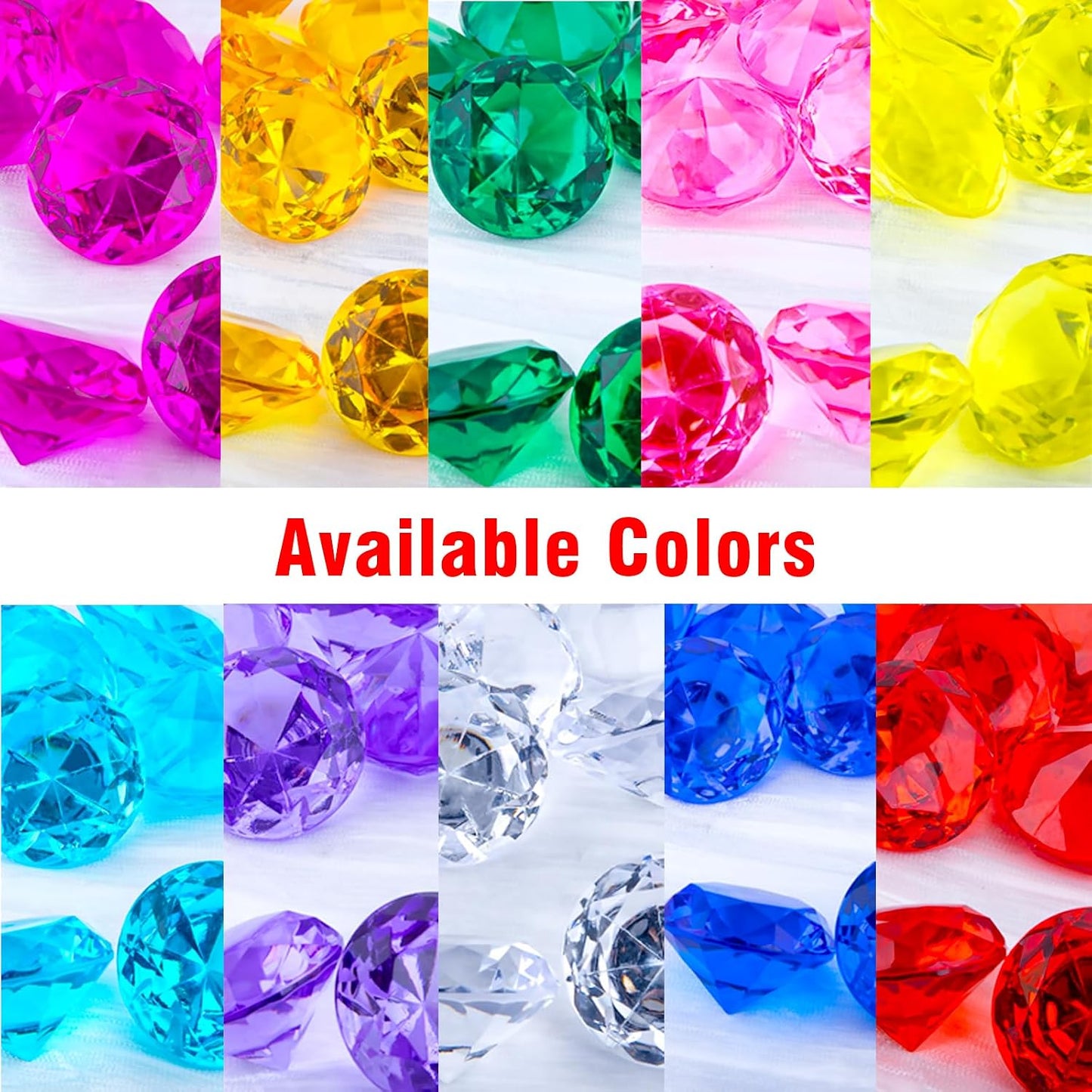 26PCS Yellow Fake Diamonds Big Gem Toys, 1.5in Pool Diving Gems Acrylic Plastic Gemstones for Kids, Party Décor Jewels Treasure Hunt Hiding Sensory Bin Filler Toys Craft Supplies