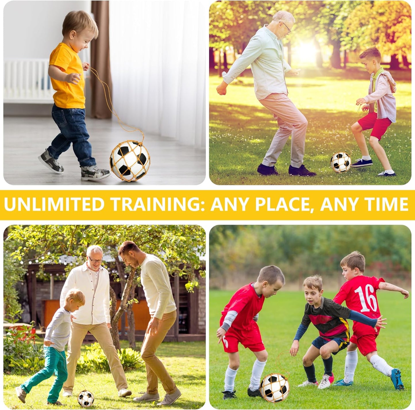 Soccer Kick Trainer, Soccer Ball Net Kicker, Training Equipment | Soccer Kick Back Trainer, Return Trainer Net, Hand-Free Soccer Training Aid, Compatible with Size 3,4,5,Practice Equipment