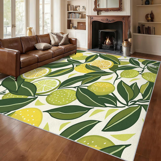 2x3 Cartoon Lemon Throw Rugs for Entryway, Washable Summer Fruits Pattern Indoor Door Mat, Bedroom Kitchen Entrance, Non Slip Soft Thin, Fresh Fruit Decor Small Area Rug PF-P 115