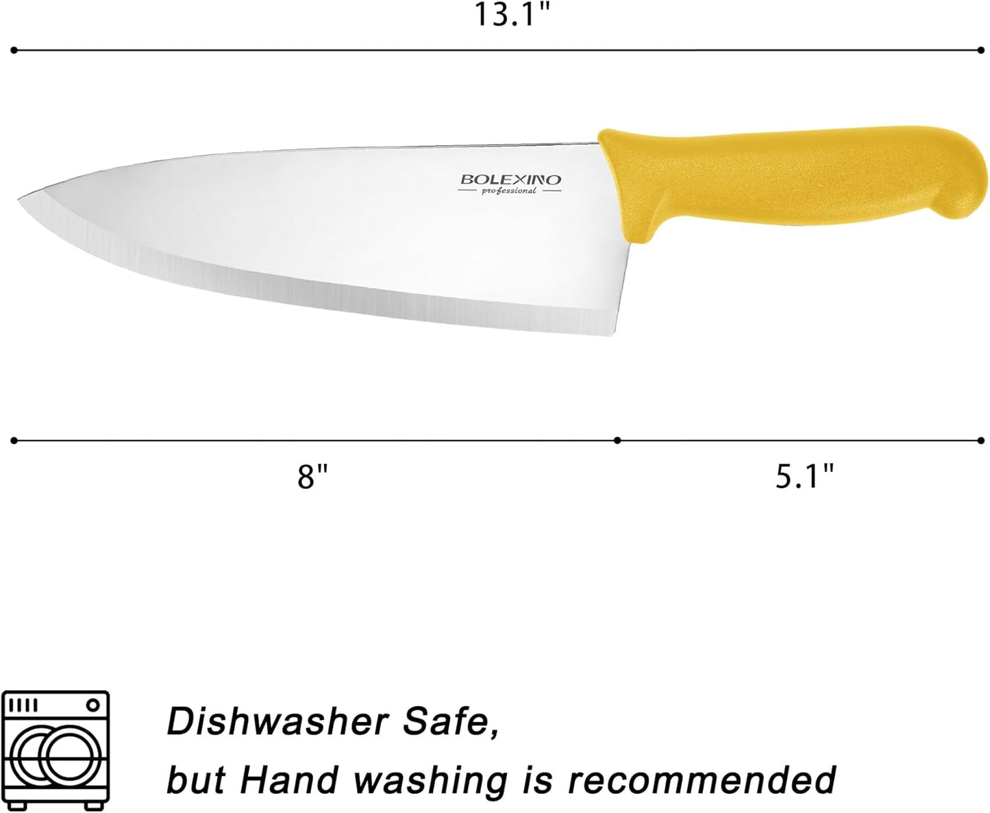 8 inch Japanese High Carbon Stainless Steel Chef Knife, Professional Extra Sharp Wide Cook Knife with Non-slip Ergonomic Handle, for Kitchen Home Restaurant