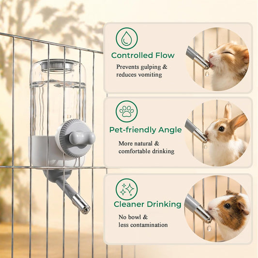 30oz Ball-Tip Hanging Water Bottle for Small Animal Cage Yellow | Visible Water LevelοΌ Controlled Drinking FlowοΌ Helps Keep Bedding DrierοΌ External Mount Saves Cage Space