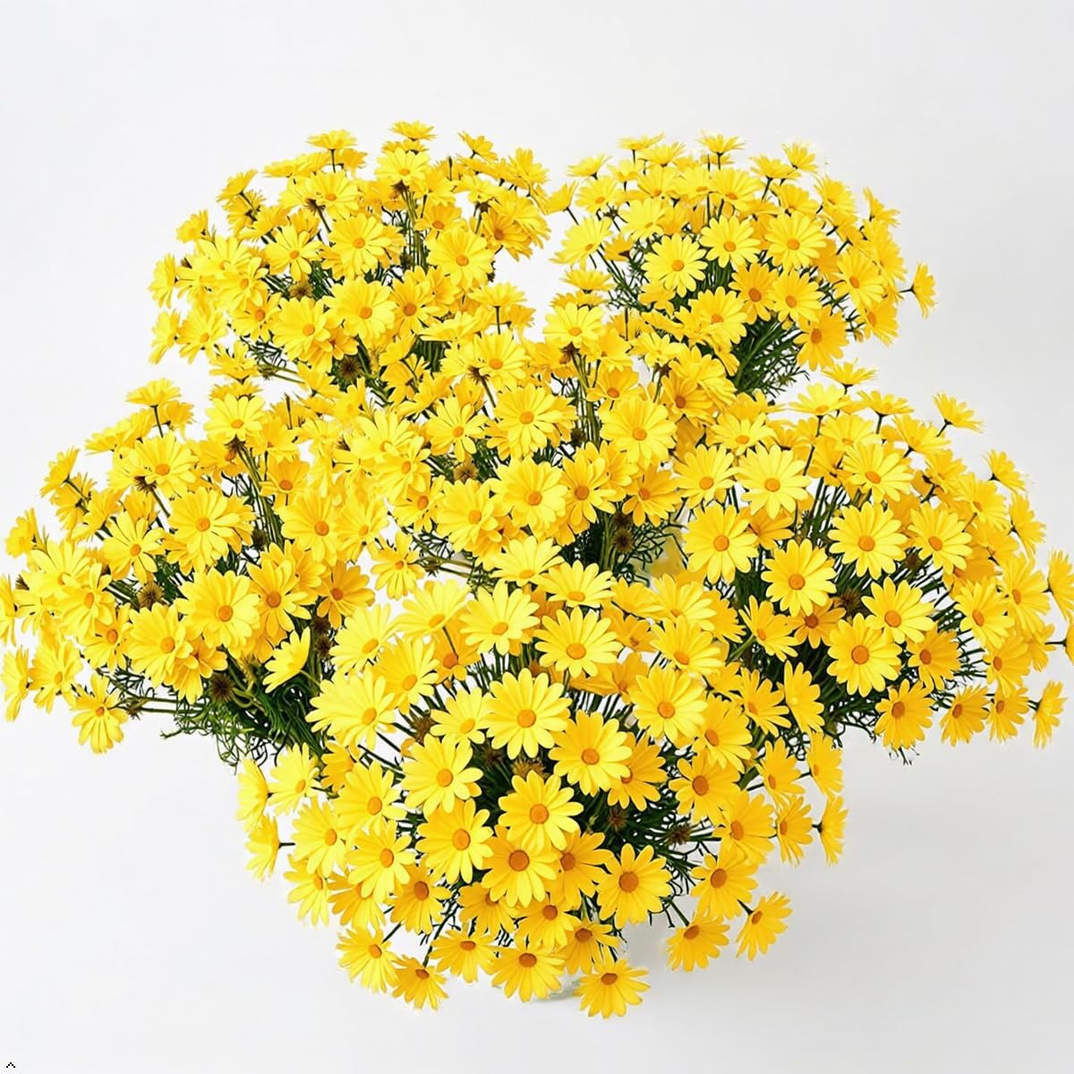 10 Bundles Yellow Artificial Daisy Flowers, 20" | UV Resistant, Outdoor, Stems & Faux Greenery, Home Garden Vase Table Decor