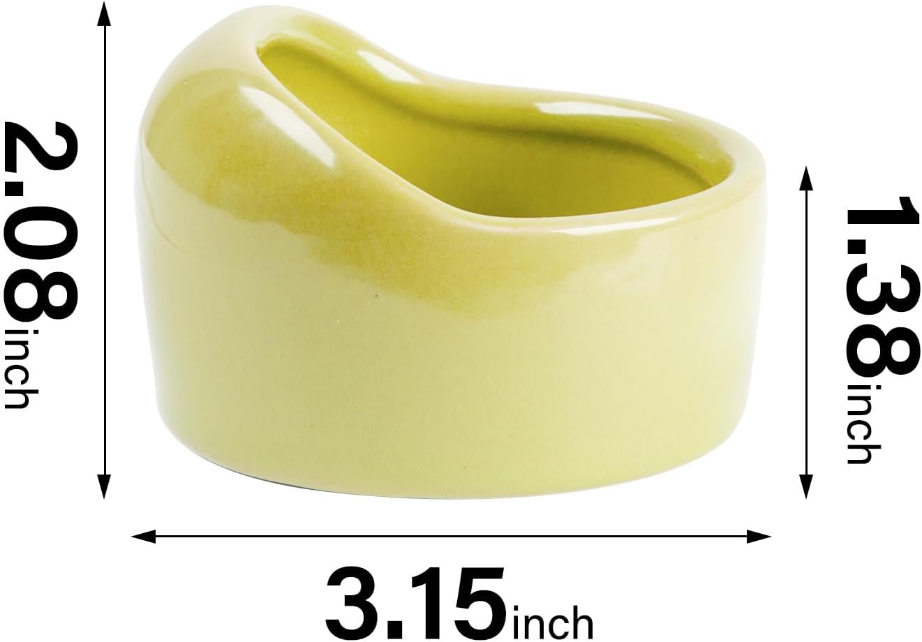 4 Pack Ceramic Hamster Food Bowl, Splash-Proof, Tip-Proof, Chew-Resistant, Easy to Clean Small Animal Bowl for Hamster/Guinea Pig/Chinchilla/Hedgehog, 1 Pink + 1 Blue + 1 Green + 1 Yellow